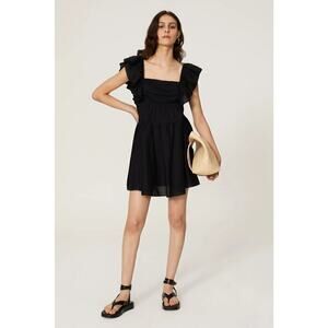 Peter Som Collective Flutter Sleeve Dress Tie Back Babydoll Mini Black Size 6